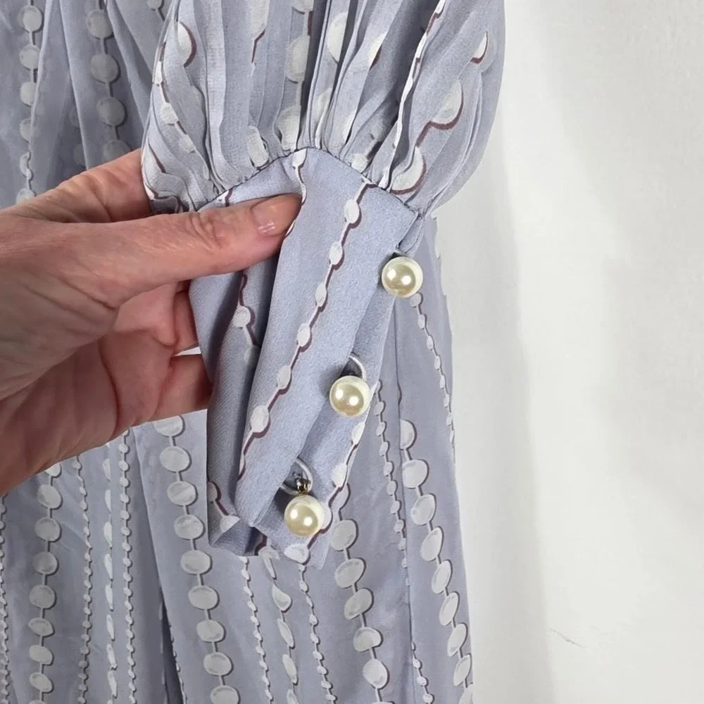 Kate Spade Pea; Drops Dress‎ Women Size 4 Lilac Twist Front Pleated Dot  Event